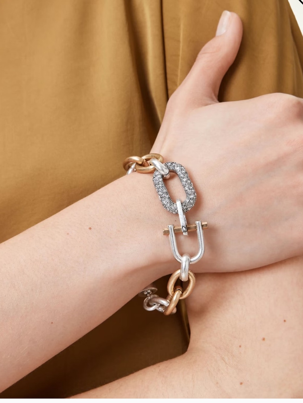 All Saints Two Tone Cadence Chain Bracelet NWT